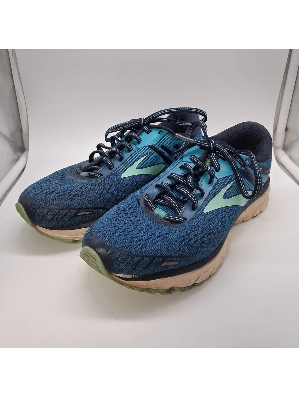 Brooks Ghost 10 Running Shoes Mens Size 9 Blue Teal Green Athletic Sneakers